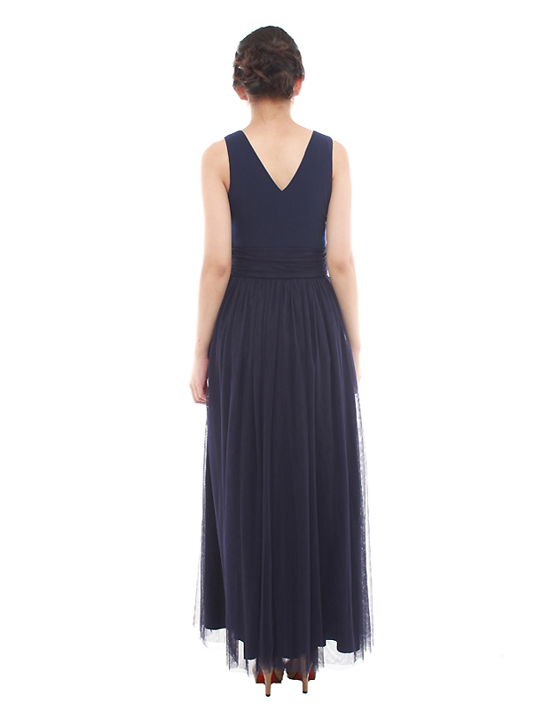 Vera Maxi Tulle Dress in Midnight Blue